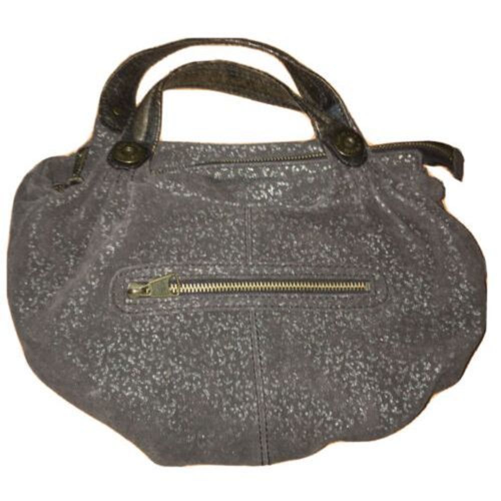 GAP Purse Brown Floral Design Suede Leather Zippered Hobo Bag Handbag Purse